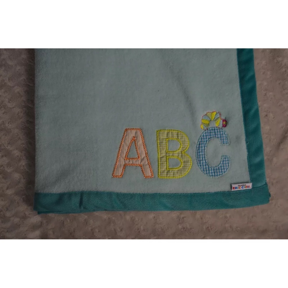 Eric Carle The Very Hungry Caterpillar ABC Letter Baby Blanket Blue Green Orange